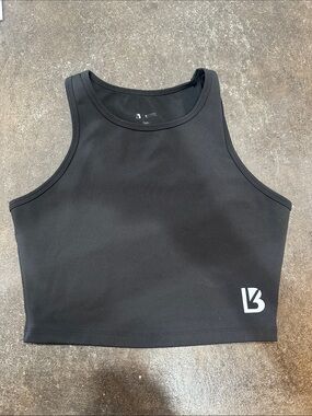 BuffBunny Black Crop Tank Top with Logo